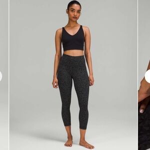 Lululemon- Sz 14- Cropped-ish Aligns- Black Cheetah Print- Pilling
